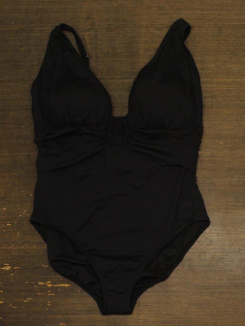 Bleu Rod Beattie Black Bleu By Rod Beattie Plus One Piece Plunge Neck Sz ONE